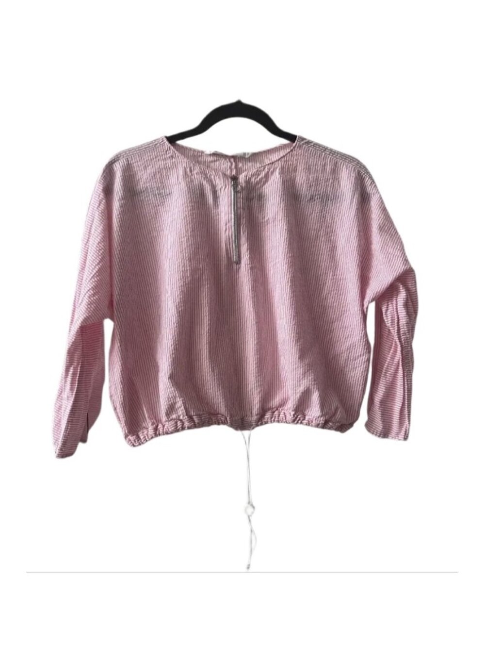 ZARA Pink Striped Half Zip Top XS
